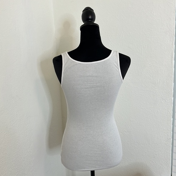 Gap White Ribbed Tank Top XS - Picture 3 of 6